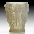 Lalique bacchantes vase in opalescent glass france ca 1927 m p 438 no 997 etched r lalique france 9 12 x 8
