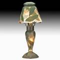 Daum cameo glass boudoir lamp with fruiting trees nancy france ca 1915 iron armature single socket signed daum nancy with croix de lorraine on shade 15 14 x 5 12