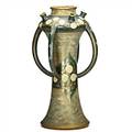 Paul dachsel kunstkeramik paul dachsel tall fourhandled amphora flag vase with enameled roses turnteplitz bohemia ca 1906 stamped 11877 17 14 x 9 12