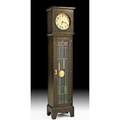 Monitor clock works tall clock new york ny ca 1910 oak leaded glass brass paper label 78 x 17 x 12