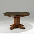 Gustav stickley round dining table no 656 eastwood ny ca 1912 branded signature 29 x 54 dia one 11 leaf