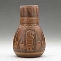 Mrs james conners north dakota school of mines bulbous vase carved with native american designs grand forks nd 1944 indigo stamp conners 1944 8 34 x 5 34 publication forster und potter