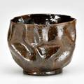 George ohr small dimpled vessel mottled brown and gunmetal glaze biloxi ms 1890s stamped ge ohr biloxi miss 3 x 3 12