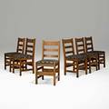 L  jg stickley set of six ladderback chairs no 1350 fayetteville ny ca 1917 all branded the work of decal 34 12 x 16 34 x 15 12