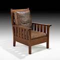 Gustav stickley fixedback armchair no 324 eastwood ny ca 1907 red decal 39 x 29 x 30