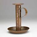 Gustav stickley hammered copper chamberstick eastwood ny ca 1910 stamped als ik kan 9 x 6 12 dia
