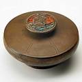 Rebecca cauman lidded bowl with ship boston ma ca 1905 copper enamel lid and bottom stamped cauman 3 14 x 5 12