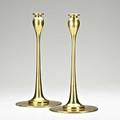 Jarvie pair of brass iota candlesticks chicago il ca 1910 stamped jarvie i 14 14 x 7