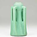 Teco rare buttressed vase terra cotta il ca 1910 stamped teco twice 8 14 x 4