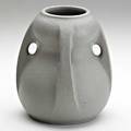 Teco fourbuttress vase in matte gray glaze terra cotta il ca 1910 stamped teco twice 6 12 x 6