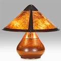 Dirk van erp early table lamp san francisco ca ca 1910 hammered copper mica three sockets windmill mark remnant of darcy gaw 18 x 19 dia