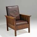 Gustav stickley ladies spindled fixedback armchair no 390 eastwood ny ca 1912 branded mark 38 12 x 29 x 30