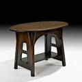 Limbert oval cutout library table no 146 grand rapids mi ca 1910 branded mark 29 x 45 x 30