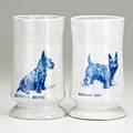 Dedham two matching crackleware vessels with portraits of scottie dogs unique pieces massachusetts ca 1900 blue stamps with rabbits dedham pottery 7 x 4