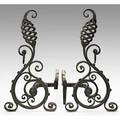 Roycroft pair of scroll andirons no 069 with rings and chain east aurora ny 19001905 unmarked 25 12 x 12 12 x 25 12 provenance rago auctions