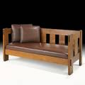 Stickley and brandt slatted settee binghampton ny ca 1907 decal with stickley and brandt and charles stickley 33 34 x 72 12 x 29 34 albert fred rancho roycroft style 1900 summer 201