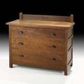 Roycroft chestnut threedrawer chest east aurora ny ca 1905 carved roycroft 37 12 x 44 14 x 20 12