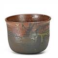 Glazed stoneware hanging planter unmarked 6 14 x 8 dia