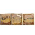 Toshiko takaezu 19222011 set of three glazed stoneware tiles 1990s signed tt each 7 sq
