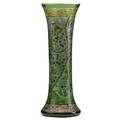 Vallerysthal tall acidetched enameled and gilded glass vase with berries and insects france 1880s signed vallerysthal 13 12 x 4 34