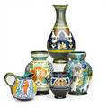 Zuidholland gouda five vessels bottleshaped woerdem vase 1921 bulbous corona 1922 and isa 1923 vases doublehandled bzareth vase 1923 and hanko pitcher c1930 gouda netherlands all
