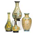 Zuidholland gouda four vases laurie 1923 mary 1923 vlam 1921 and bottleshaped vase with slender neck c1925 gouda netherlands all marked gouda holland tallest 12 12