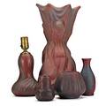 Van briggle five items 1920s and later large threenudes vase floriform lamp and three smaller vases all marked tallest 16