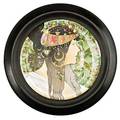 China painting framed porcelain charger with art nouveau maiden green lenox belleek mark obverse signed ai toye overall 14 14 dia