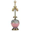 Roseville pink baneda factorymounted table lamp unmarked double socket overall 22 x 6 12 dia