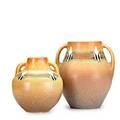Roseville two doublehandled brown montacello vases unmarked larger 9 14 x 8 12