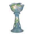 Roseville blue bleeding heart jardiniere and pedestal raised mark overall 32 x 17 x 14 12 dia