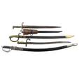 First world war swords and bayonets five include japanese bayonet spanish briquet german bayonet etc most marked longest 39