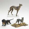 Vienna bronze dogs daschund and two greyhounds early 20th c largest 5 x 6 12