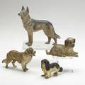 Vienna bronze dogs four early 20th c bernese mountain dog german shepherd english toy spaniel and one other largest 5 14 x 6 14