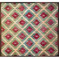 American hooked rug square brickwork with diamond design early 20th c 67 x 76