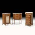 French marble top tables two nightstands and bedside commode 19th c largest 35 14 x 16 sq