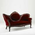 Victorian sofa carved walnut frame with cameo back and velvet upholstery 19th c 40 x 68 12 x 28 12