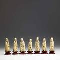 Chinese ivory figures seven depicting immortals 19th20th c tallest 5 34
