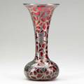 Silver overlay glass vase cranberry glass with foliate and scroll overlay 19th c silver marked 925 alvin 10 x 4 34