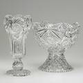 American brilliant period cut glass twopiece punch bowl and tall vase early 20th c punchbowl 8 14 x 10