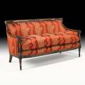 French empire style sofa walnut frame with silk upholstery and loose cushion 20th c 33 x 61 x 31