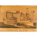 Currier  ives american 19th c color lithograph steamers st john  drew framed 28 x 38 sheet