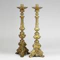 Pair of brass altar candlesticks 19th c 31