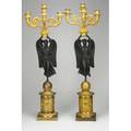 Pair of french dore bronze candelabra 6arm with patinated winged goddess 19th c 36 12 provenance estate of pearl s buck