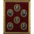 European portrait miniatures six oil on board portraits of distinguished gentlemen early 19th c framed together 9 34 x 7 frame