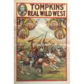 Tompkins real wild west posters four by the donaldson lithograph company with a native american powwow cowboy roundup stagecoach shoot out and native americans on horseback ca 1914 all 20 x 3