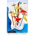 Vecoux french 20th c lithograph in colors poster winter sports in france 1947 printed by paul martial paris 39 x 24 34