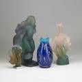 Daum four patedeverre items in original boxes late 20th c amphitrite adam and eve kea and merlin all signed tallest 15 14