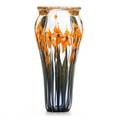 John lotton glass vase in orange florals 1999 signed and dated 14 x 6 12 dia