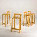 Alvar aalto artek set of four tall stools finland 1980s birch plywood stamped each 28 x 14 12 x 13 12